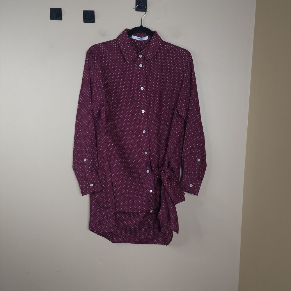 Thakoon Silk Wrap Tie Shirt Dress in Polka Dot Size S